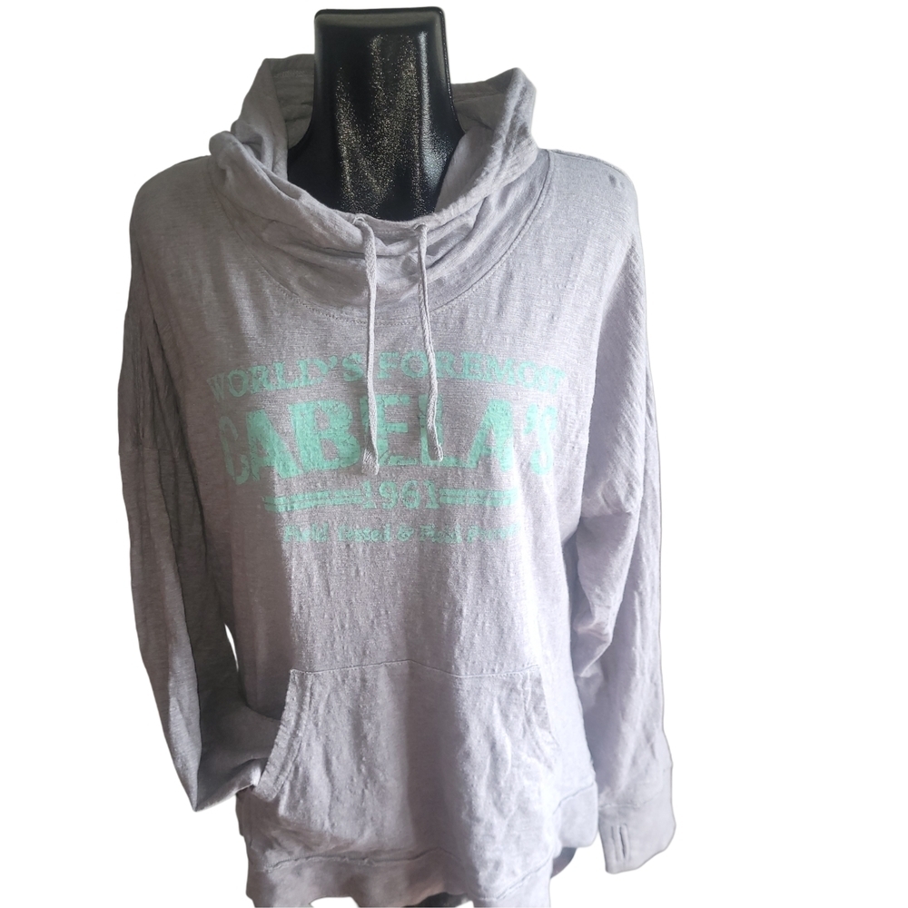 Cabela's Casual Gray Slouchy Neck Hoodie Size M